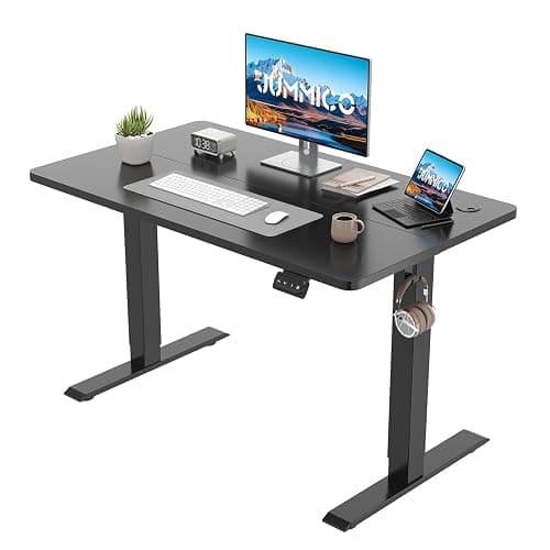 JUMMICO Electric Standing Desk, 100 x 60 cm Home Office Height Adjustable Desk, Computer Lift Table with Smart Panel & Memory Function, Black - Image 1