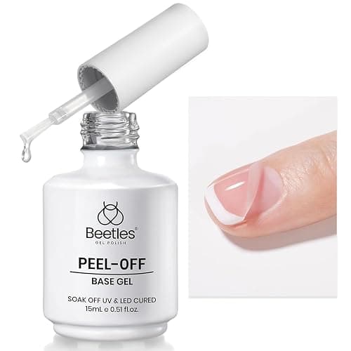 Beetles Peel‑Off Gel Base Coat 15 ml – Easy Removal Base Gel Nail Polish UV/LED Soak‑Off, Damage‑Free Low‑Odor 7‑10 Day Long‑Lasting, Beginner & Salon Friendly - Clear - Image 1