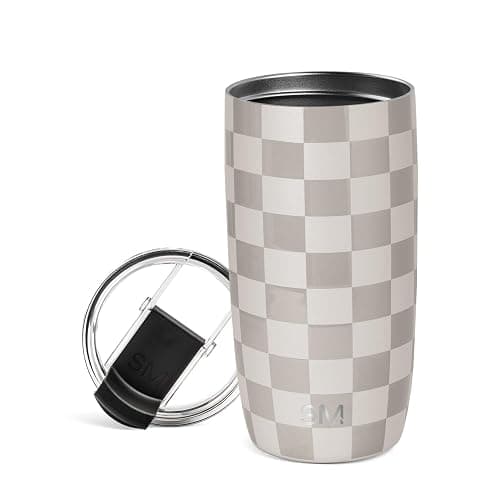 Simple Modern Travel Coffee Mug Tumbler with Flip Lid | Reusable Insulated Stainless Steel Cold Brew Iced Coffee Cup Thermos | Gifts for Women Men Him Her | Voyager Collection | 16oz | Checkmate - Image 1