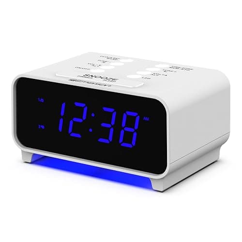 Emerson CKS1500 SmartSet Dual Alarm Clock Radio with AM/FM, 0.9” Blue LED Display, 4-Level Dimmer, Blue Accent Light, Sleep Timer & Auto Time Setting - Image 1