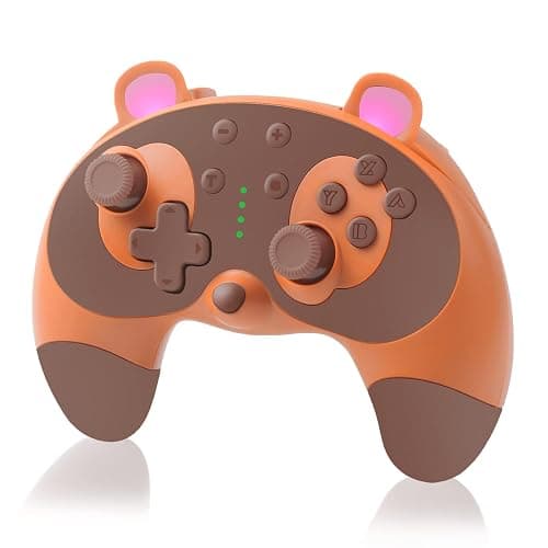 STOGA Switch Controller, Cute Raccoon Animal Switch Pro Controller for Switch Lite/OLED/PC, Wireless Switch Controller with Wake-Up,Gyro Axis,Turbo and Dual Vibration-Brown - Image 1
