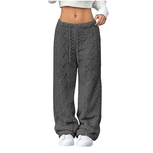 Womens Fluffy Pajama Pants Fuzzy Fleece Flannel Cozy Drawstring Lounge Pant With Pockets Winter Warm Pj Bottoms - Image 1