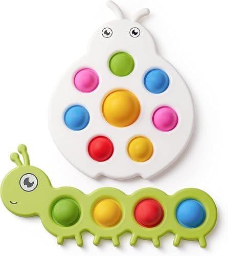 LiKee Fidget Popper Sensory Baby Toys for 10+ Months, Christmas Stocking Stuffers Push and Popping Busy Board, Montessori Toys for 1+ Years Old, Airplane Car Travel Toy for Toddlers 1-3 Stress Relief - Image 1