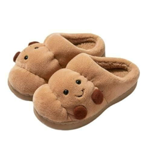 Layheld Croissant Fuzzy Slippers Women Open Back& Closed Back Cute House Shoes 1.4” Y2k Aesthetic Warm Non-Slip Indoor Fluffy Slippers - Image 1
