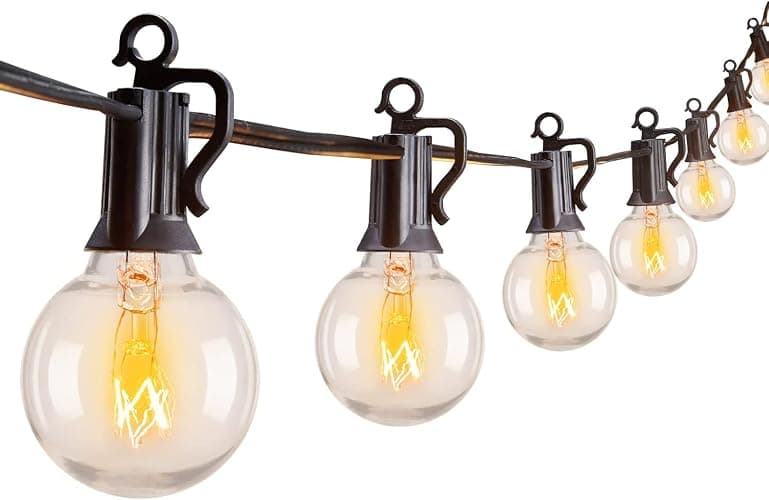 Brightown Outdoor String Lights 30FT G40 Globe Patio Lights with 27 Edison Glass Bulbs(2 Spare), Waterproof Connectable Hanging Light for Backyard Porch Balcony Party Decor, E12 Socket Base, Black - Image 1