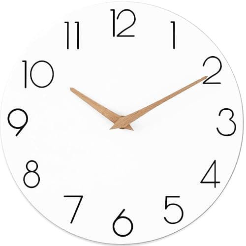 cicininc Wall Clock, White Silent Non-Ticking, Decorative Battery Operated Wall Clocks for Bedroom, Kitchen, Home, Office, School, Hotel (8 Inch) - Image 1