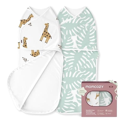 Momcozy Baby Swaddle, Quiet Fastener Swaddle Suitable for Infant 0-3 Months, New-Parent-Friendly Sleep Sack, Reduce Startle Reflex, Newborn Boys Girls Registry Essentials, 2-Pack, Bravery - Image 1
