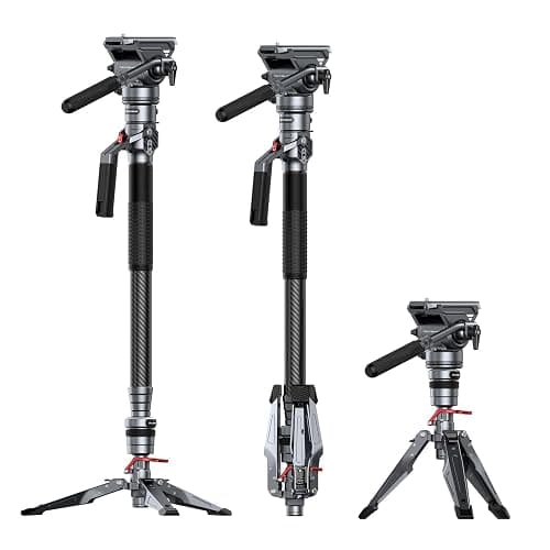 SmallRig 68.9"/ 175cm Carbon Fiber Video Monopod for Camera | One-Button Lift & Lock, Video Fluid Head Max. Playload 5kg/ 11lb, Adjustable Height 30" - 69", for DJI RS and for MFT 501L - Image 1