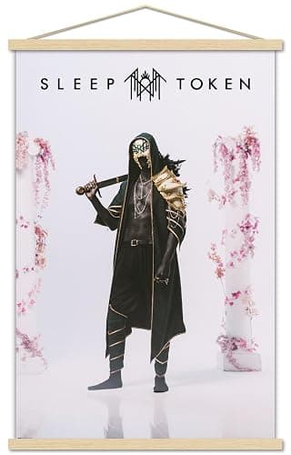 Trends International Sleep Token - Caramel Wall Poster with Magnetic Frame, 34L x 22.4W, Print and Beechwood Hanger Bundle - Image 1