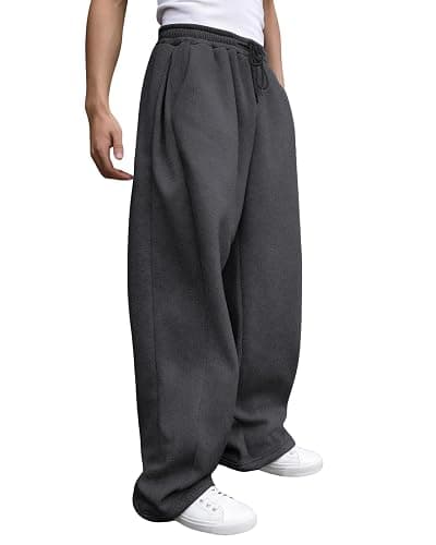 Tooprvix Men's Baggy Sweatpants Heavyweight Fleece Wide Leg Drawstring Sweat Pants,Casual Lounge Joggers with Pockets Slacks - Image 1