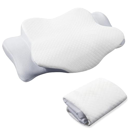 HunnmingRe Cervical Pillow Case Cover Comfortable and Breathable Memory Foam Cervical Neck Pillow Case Cover with Zipper(White,Queen Size) - Image 1