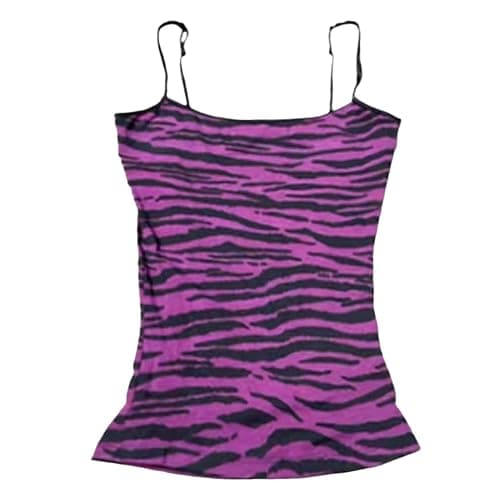 YELLOOP Y2k 2000s Leopard Tank Top Teen Girls Fairy Grunge Floral Sleeveless Crop Top Alt Mcbling Gyaru Emo Scene Clothes (Purple Zebra,Medium) - Image 1