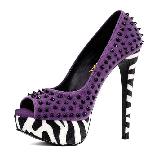 FSJ Women Classic Rivets Platform Heel Peep Toe Pumps High Stiletto Heel Slip On Studded Sexy Wedding Party Dance Shoes Size 4-16 US - Image 1