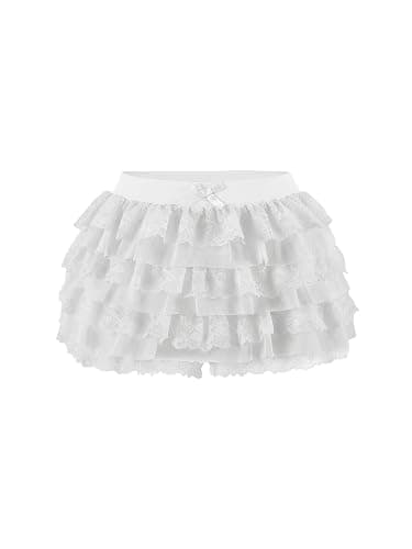 Women Y2K Lace Multi-Layered Bloomers, Lolita Ruffle Shorts, Sexy Short Pumpkin Pants, Elastic Waist Sweet Pettipants - Image 1