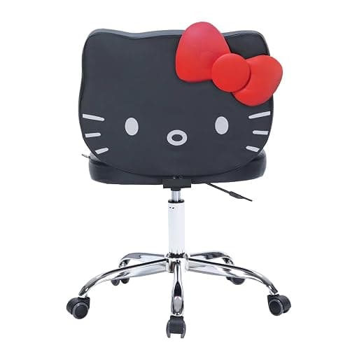 Impressions Vanity Hello Kitty Faux Leather Swivel Vanity Chair for Makeup Desk, Armless Desk Chair with 5 Smooth Wheels, Adjustable Height, 360 Degree Spin, Comfy Foam Padded Seat and Backrest - Image 1