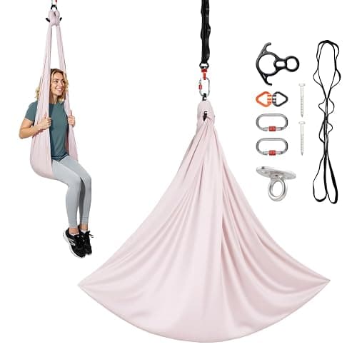 VEVOR Sensory Swing for Kids & Adults, Maximum 300 lbs Load Aerial Silk, Indoor & Outdoor Double Layer Therapy Cuddle Swing with 360° Swivel Hanger, Calming Compression Therapy Swing Hammock, Ash Powder - Image 1
