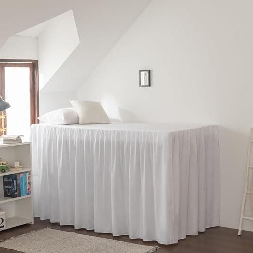 Dorm Bed Skirt, Dorm Bed Skirt Twin XL, 100% Microfiber Dorm Bed Skirts, Twin Extra Long Dorm Bedding, Split Corner, Twin XL 46" Drop (White) - Image 1