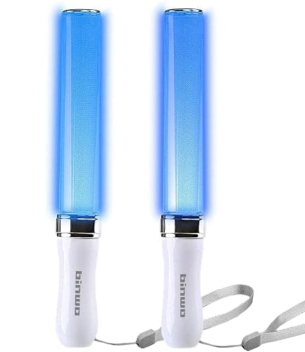 BINWO Reusable LED Glow Sticks(2Pack) with 15 Multicolor, Manual and Automatic Mode, Equipped with AAA Battery Powered LED Sticks, Concert Glowsticks, Raves, Emergency, (15+ Years Old) - Image 1