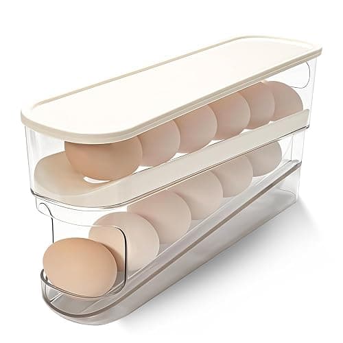 Virmate Rolling Egg Holder for Fridge, Egg Dispenser for Refrigerator, Automatic Rolling Storage Container for Countertop, Kitchen & Outdoor Use (3.35"x5.59"x11.92") 1 Pack - Image 1