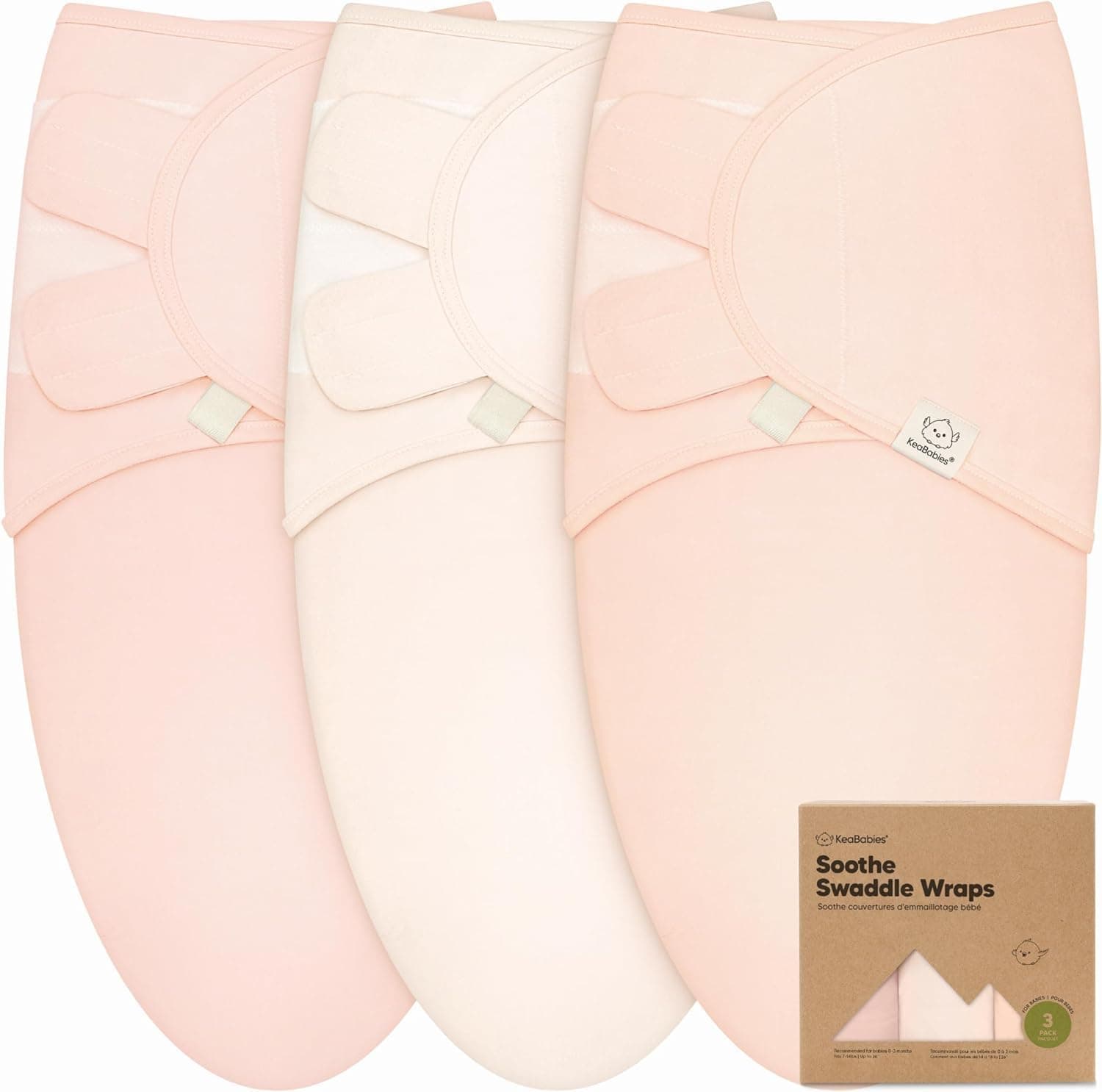 3-Pack Organic Baby Swaddle Sleep Sacks - Swaddles for Newborns, Infant 0-3 Months, Baby Girls, Boys, Soft & Snug Newborn Sleep Sack, Nursery Swaddling Blankets, Easy to Use (Angelic) - One Size - Angelic - Image 1