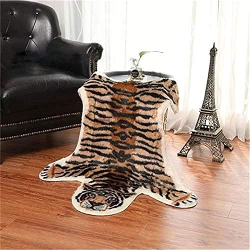 Tiger Printed Skin Area Rug,Faux Fur Rug Area Artificial Carpet,Simulation Cowhide, Cow Hide Mat Rug Animal Print Hide Faux Carpet 31.5x41.3inch - Image 1