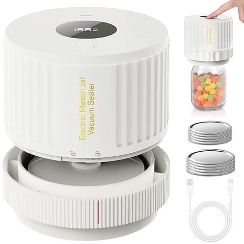 LOVE MOMENT Electric Mason Jar Vacuum Sealer Kit for Wide Mouth and Regular Mouth Mason Jar - White - Image 1