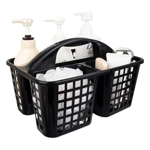 JiatuA Portable Shower Caddy Basket with Compartments Cleaning Supplies Organizer with Handle Plastic Storage Divided Tool Bin for Bathroom, Bedroom, Kitchen, College Dorm, Garden, Under Sink, Black - Image 1