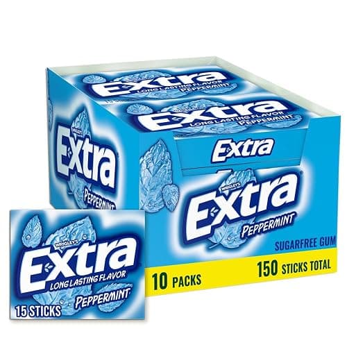 Extra Gum Peppermint Chewing Gum Bulk, Individually Wrapped, Perfect for Fresh Breath at School, Work, and Travel, 15 Count (Pack of 10) - Image 1