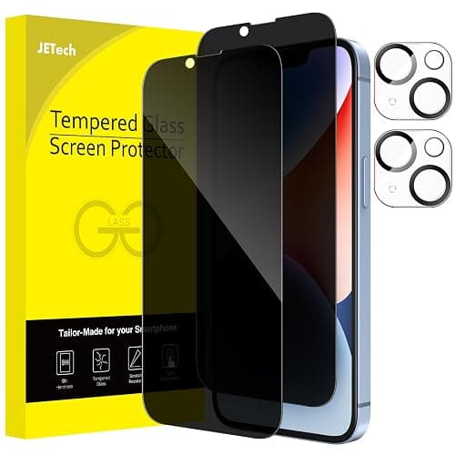JETech Verre Trempé Anti-Espion pour iPhone 14 6,1 Pouces avec Protecteur Objectif Caméra Arrière, Couverture Complète,Film Protection Écran, 2 Pièces Chacun - Image 1