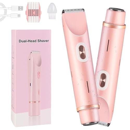 NEYSXYU Glow Aura Womens Shaver 2 in 1, Bikini Trimmer for Women, Painless Hair Removal for Face,Body Waterproof Wet & Dry Use Body Hair Trimmer (Pink) - Image 1