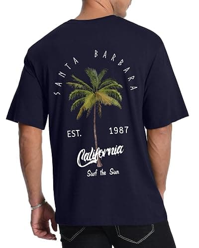 Mens Graphic T-Shirts Short Sleeve Palm Tree Print Summer Top Crewneck Cotton Casual California Tees for Men - Image 1