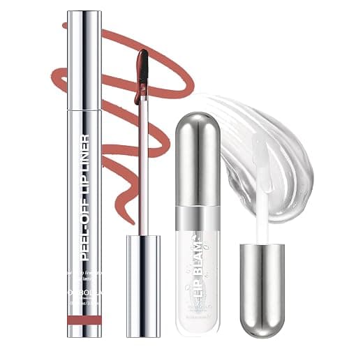 Peel Off Lip Liner Stains and Lip Oil for Women, Long Lasting Waterproof Matte Lip Tint Stains with Tweezer Kit, Transfer Proof, Easy to Use, Peel Off Liquid Lipstick for All Skin Types, #3 Red Brown - Image 1