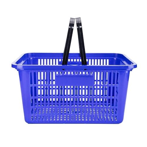 SSWBasics Blue Plastic Shopping Basket with Handles - Essential Shopping Baskets for Retail Store Use, Durable and Convenient Shopping Baskets for Customers - Image 1