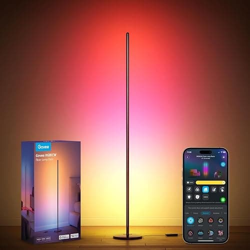Govee RGBIC Floor Lamp Basic, LED Corner Lamp Works with Alexa, 1000 Lumen Smart Modern Floor Lamp with Music Sync and 16 Million DIY Colors, Color Changing Standing Lamp for Bedroom Living Room Black - Image 1