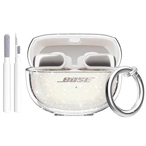 Aircawin for Bose Ultra Open Earbuds Case Glitter,Cute Sparkle Bling for Bose Ultra Open Case Cover 2024,Soft TPU Cover for Bose Open Ear Earbuds Accessories with Carabiner and Cleaning Pen-Glitter - Image 1