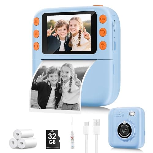 Instant Print Camera for Kids, Christmas Birthday Gifts for Girls Boys, 1080P Instant Digital Print Cameras for Toddler,Portable Toy for 4 5 6 7 8 9 10 Year Old Girl with 32GB SD Card,Light Blue - Image 1