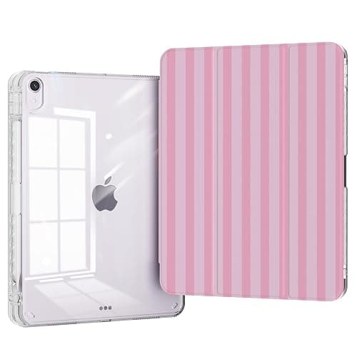 HKGREPIN Case for iPad Air 11 Inch M4/M3/M2(2026/2025/2024), iPad Air 5th/4th Generation 2022/2020 10.9" Case, Stable Trifold Stand with Pencil Holder, Shockproof Clear Cover, Pink Stripes - Image 1
