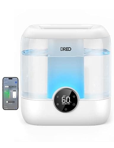 DREO 6L Smart Humidifiers for Bedroom, Large Room, 60H Runtime, Quiet 28dB | Top Fill Supersized Cool Mist Humidifier for Plants, Indoor, Home, Night Light, App/Touch/Voice Control, White - Image 1