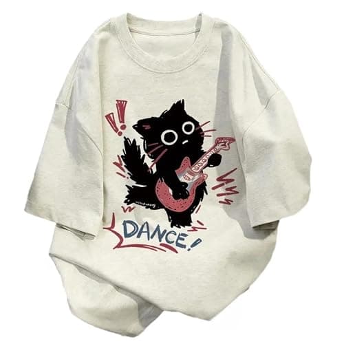 Harajuku Oversized Shirts Goth Punk Cat Print Tees Summer Streetwear Casual Baggy Tshirts Y2k Tee Tops - Image 1