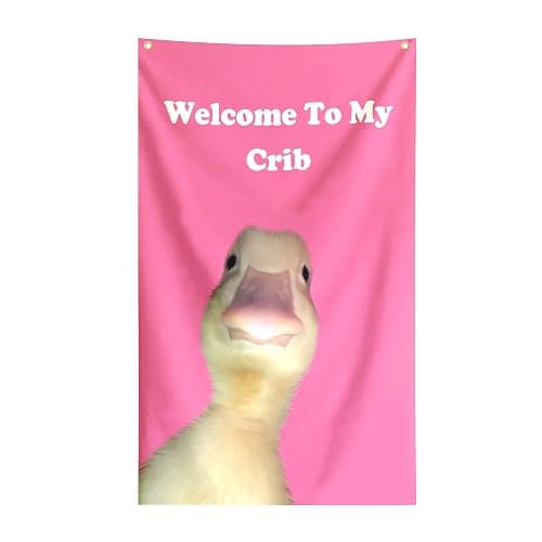 Dekorbay Welcome To My Crib Funny Cool Flags Meme Flags Banner 2x3 FT Girls Room College Dorm Bedroom Wall Art Hangings Pinky Decor, Thick Polyester - Image 1