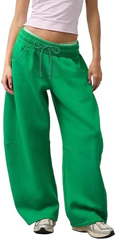 Waitfairy Barrel Sweatpants Women Baggy - 29" Inseam Drawstring Curved Wide Leg Sweatpants Women Lounge Gym Sweats Joggers - Image 1