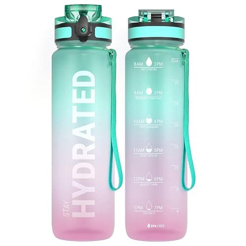 Sahara Sailor Water Bottle, 32/25/17oz Durable and Leakproof Water Bottles Motivational with Time Marker, Tritan, BPA Free, Wide Mouth with Easy Clean Brush for Gym, Travel, School, Office (1 Bottle) - Image 1