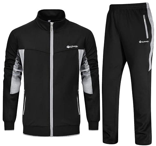 Rdruko Mens Tracksuit Set Hooded Jacket Sweatsuits Jogging Tops Full Zip Joggers Sports Sweatsuit with 2 Pockets - Image 1