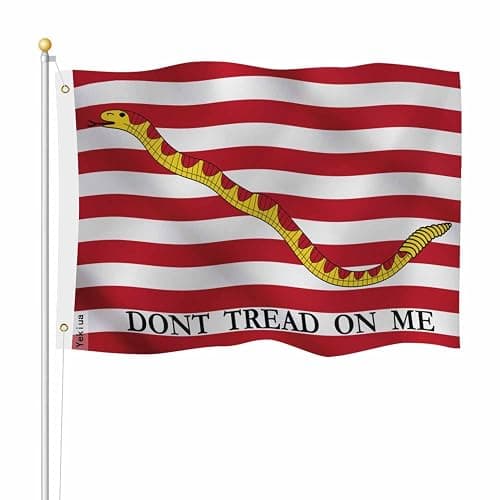 Yekiua 1St Navy Jack Flag 3X5 Dont Tread On Me UV Fade Resistant Vivid Color - Canvas Header Double Stitched Flag With Brass Grommets Red White - Image 1