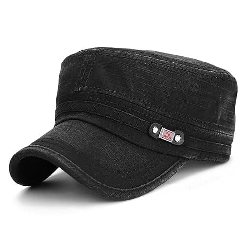 Glamorstar Unisex Cadet Army Cap Washed Cotton Twill Military Corps Hat Flat Top Cap - Image 1