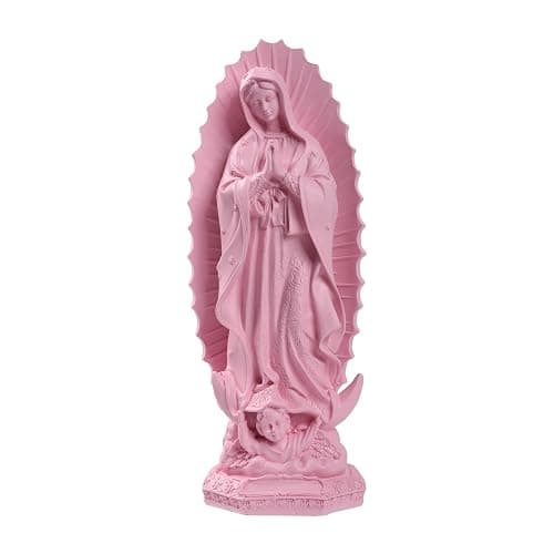 Virgen de Guadalupe Statues - Our Lady of Guadalupe Virgin Mary Statue, Pink Religious Mother Mary Statue, Catholic Virgencita de Guadalupe, Vrgin Mary Jesus Figurines for Home Decor Gifts, 12 Inch - Image 1