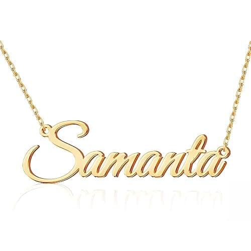 Kiddo Sky Custom Name Necklace for Women Personalized Name Necklaces 18K Gold Plated or Sterling Silver Nameplate Customized Pendant Jewelry Gift - Gold - Image 1