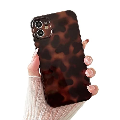 Huahuacase Compatible with for iPhone 12 Case, Tortoise Shell Chic Amber Brown Print Leopard, Classic Soft TPU Protective Shockproof Case for iPhone 12 6.1 ''Color2 - Image 1