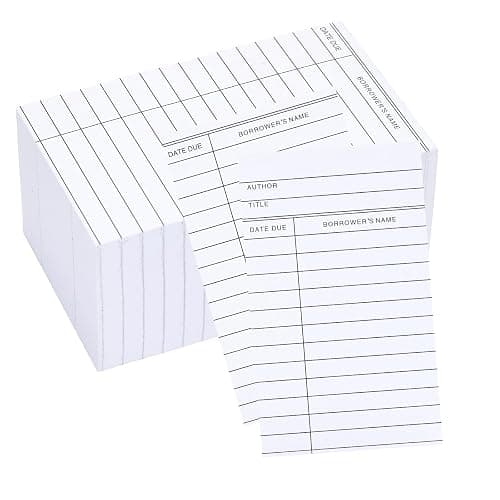 100 Count Library Cards, Checkout Catalog Book Card,Library Checkout Index Cards, Due Date NoteCards for Record Keeping - 3 x 5 inch - Image 1