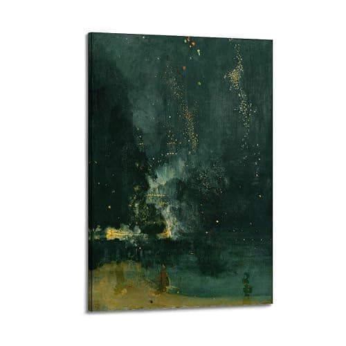 Nocturne in Black And Gold The Falling Rocket by James McNeill Whistler Painting Art Poster Art Print Wall Photo Paint Hanging Picture Family Bedroom Decor Gift 24x36inch(60x90cm) - Image 1